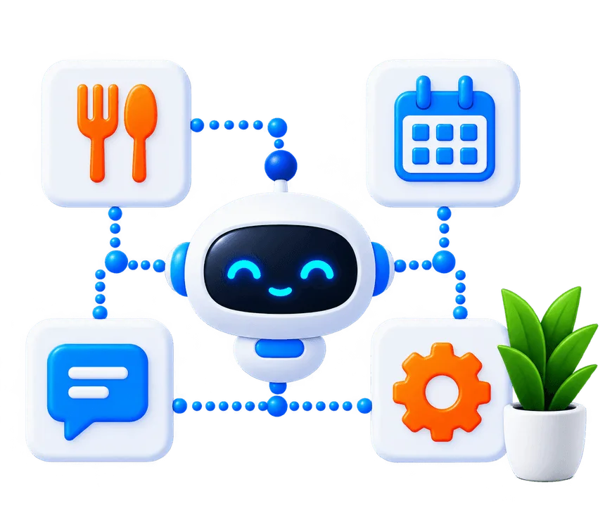Restaurant AI assistant robot with POS system and menu