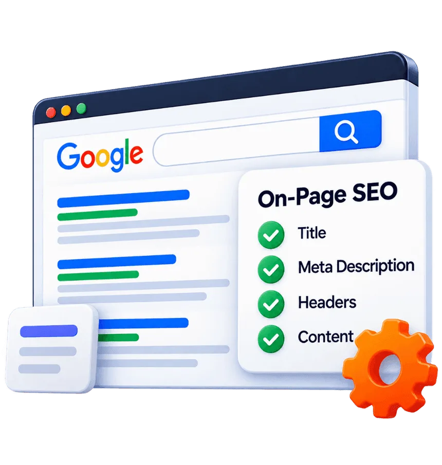 On-Page SEO content and meta tags optimization interface