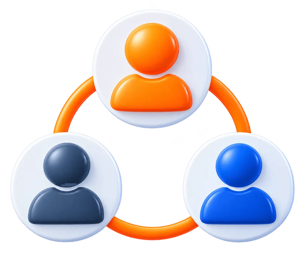Seamless team integration circular connected team nodes