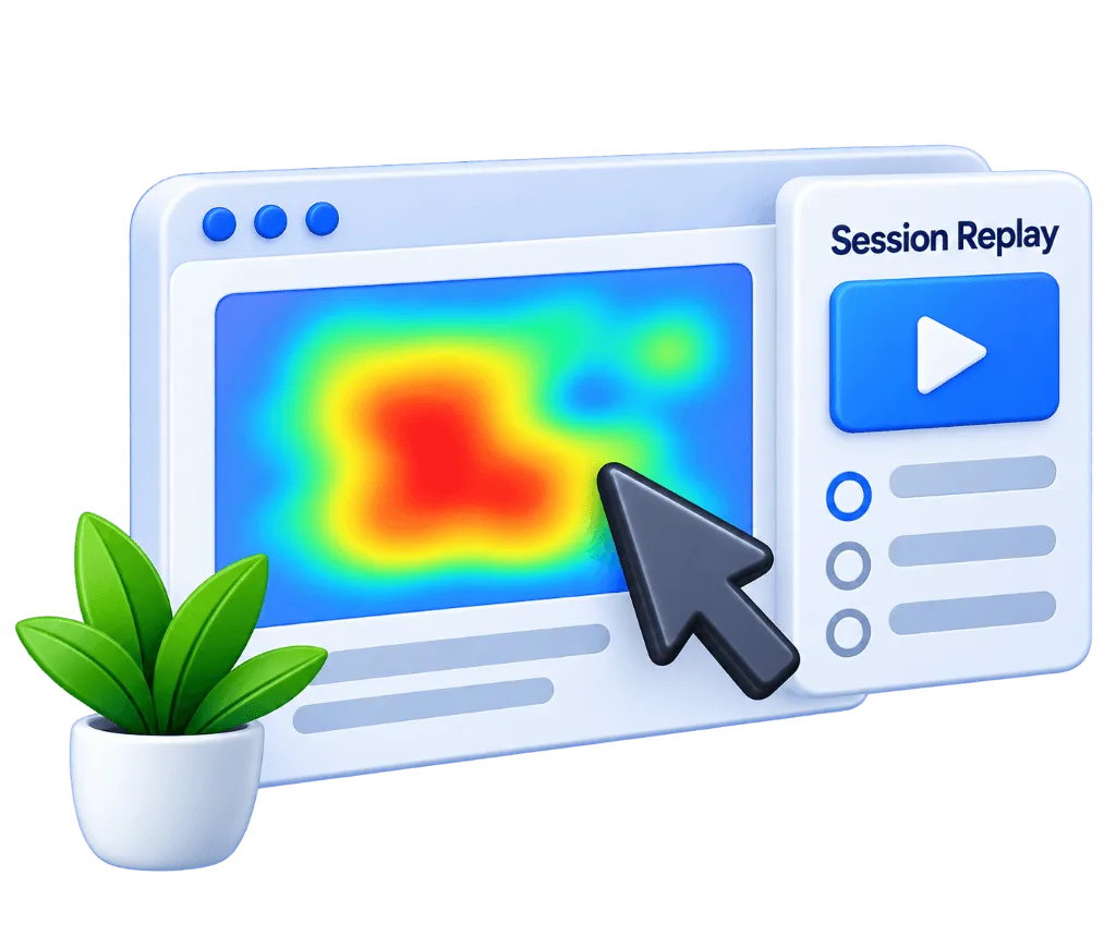 User behavior heatmap tracking and session replay playback player
