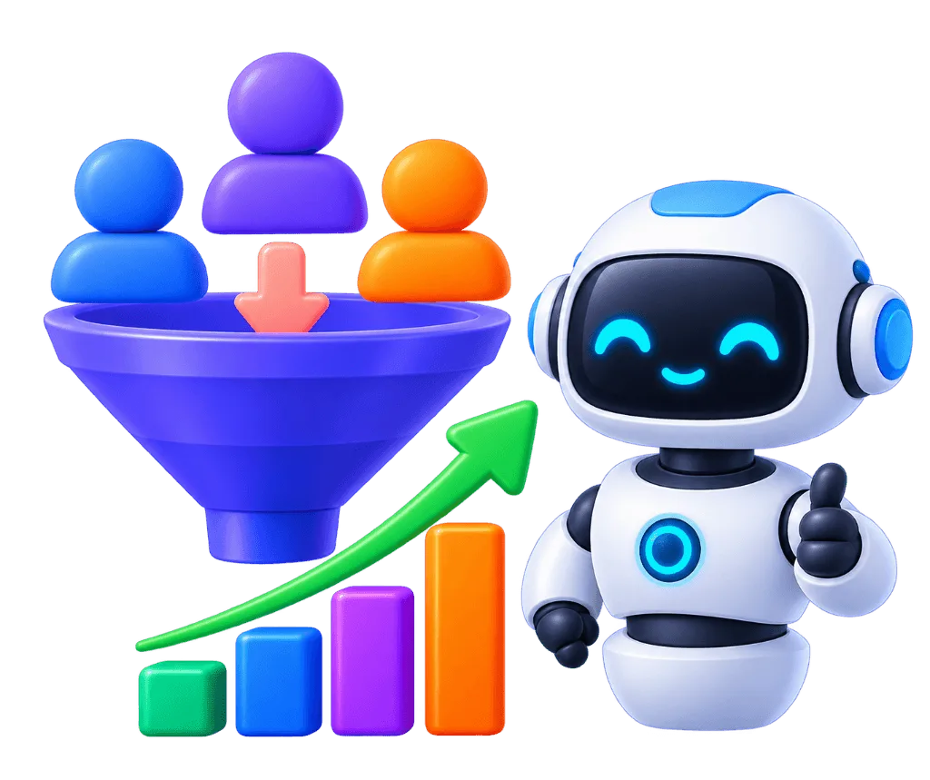AI Sales and Lead qualification funnel with growth conversion charts
