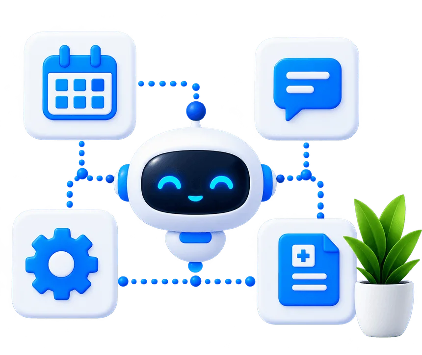 Healthcare AI assistant robot with calendar, chat and medical records