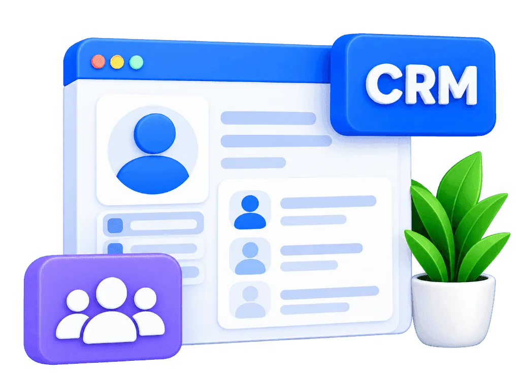 CRM Development window with user profiles and communication