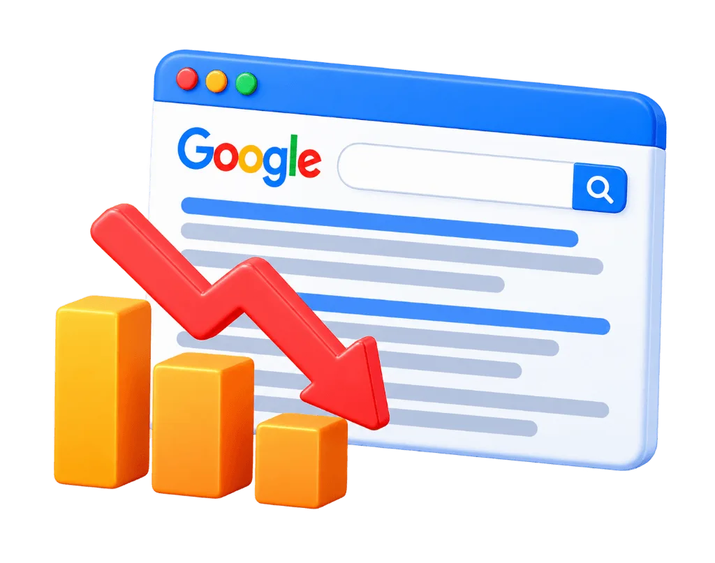 Low organic search rankings and visibility chart