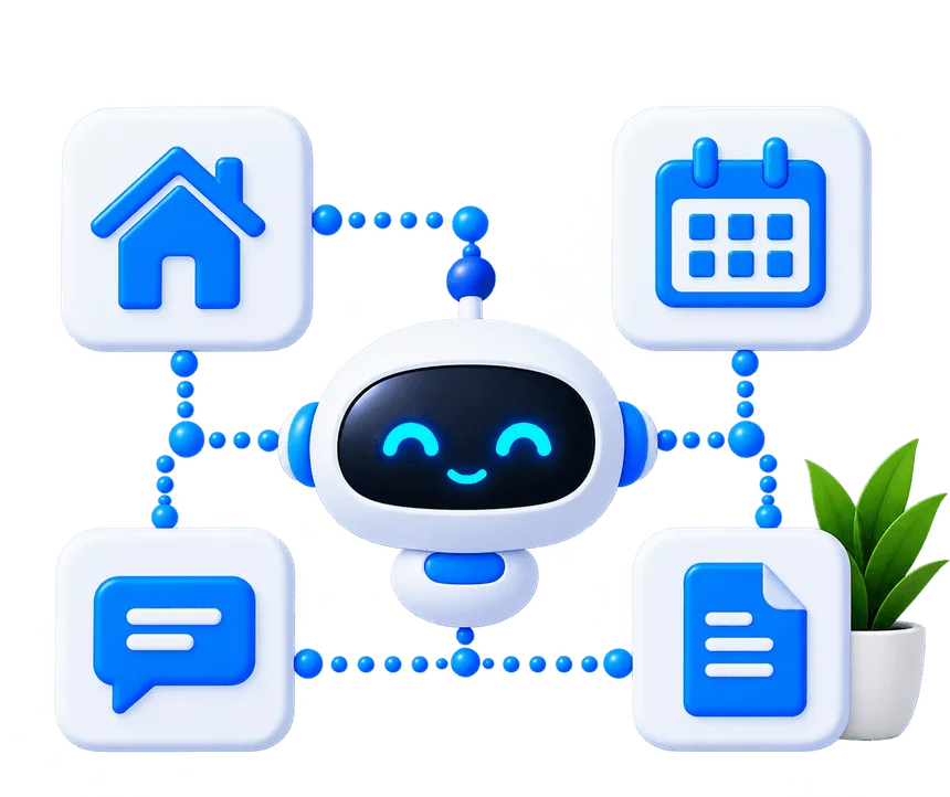 Real estate AI assistant robot with calendar, chat and property documents