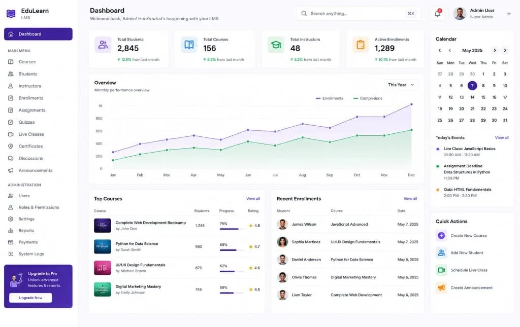 Learning Management System (LMS) project preview