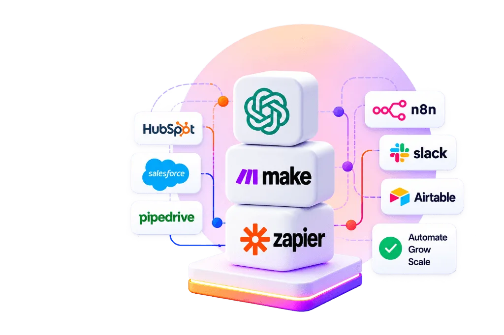 Business workflow automation pipeline connecting apps and databases