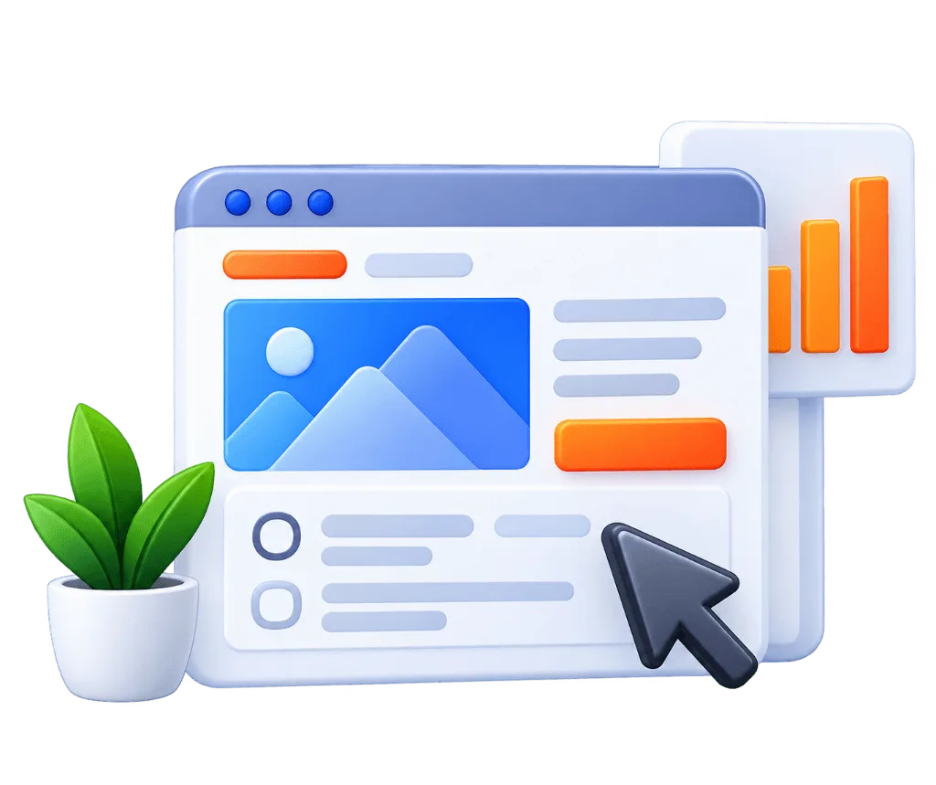 Landing page UI UX design and conversion rate optimization illustration