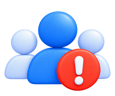 Limited billing capacity 3D illustration with team silhouettes and alert badge