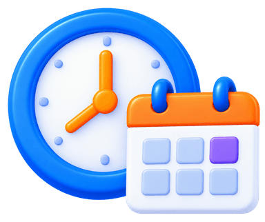 Flexible coverage 3D illustration with clock and calendar